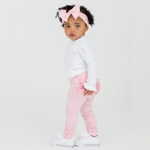 Ruched Pink Bow Legging